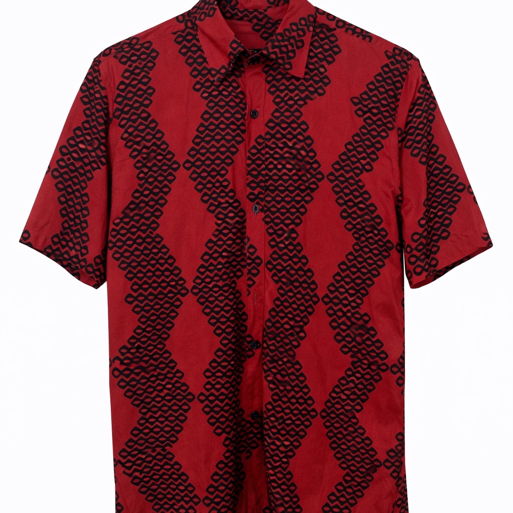 Manaola Red and Black Men's Aloha Shirt